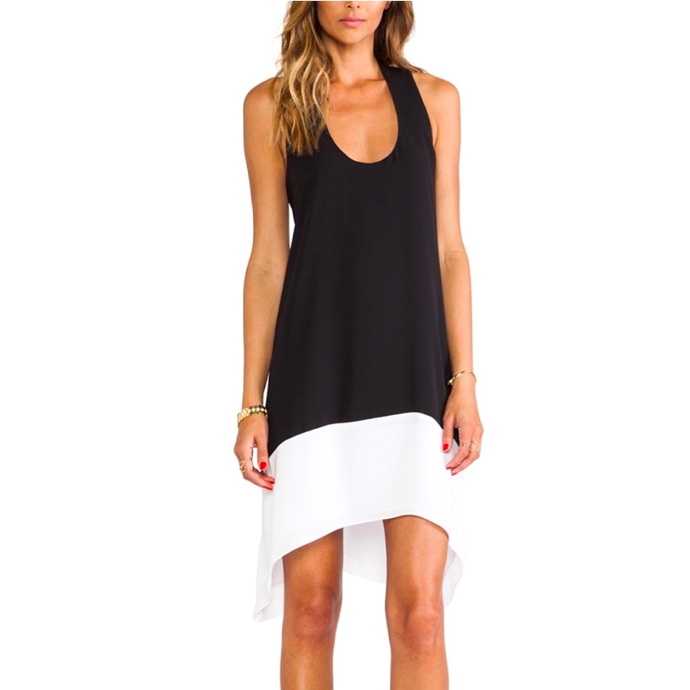 Bcbgmaxazria Black/White Kylie Color Block Dress